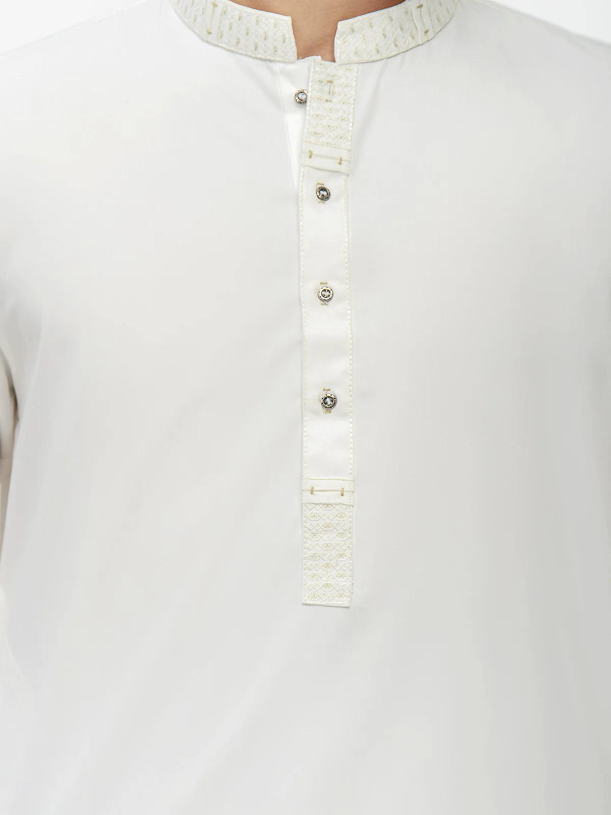Men's White Shalwar Kameez - EMTKS21W-40898 - Image 3