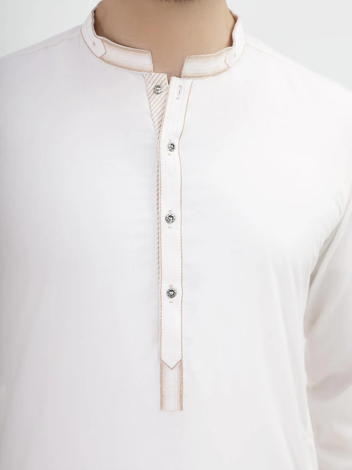 Men's Off White Shalwar Kameez - EMTKS22S-40925 - Image 2