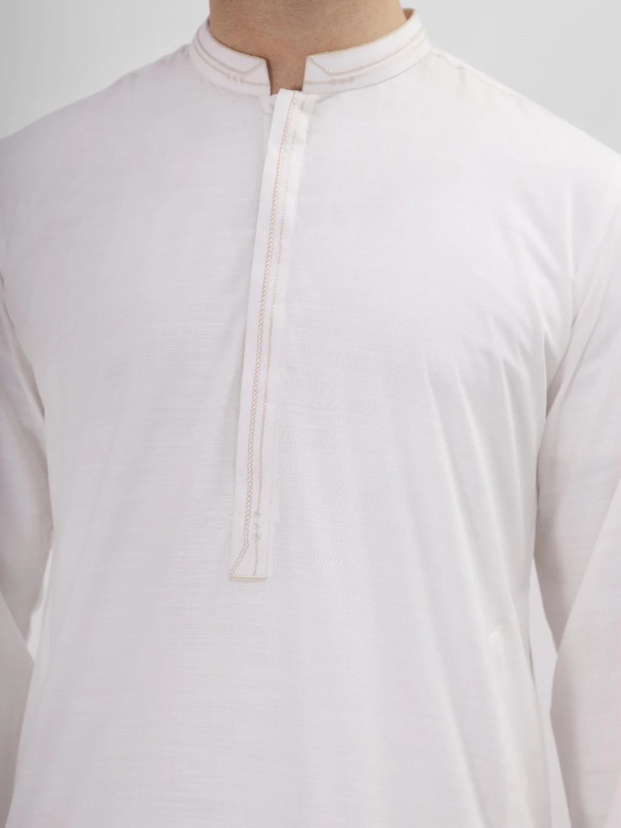 Men's Off White Shalwar Kameez - EMTKS22S-40926 - Image 2