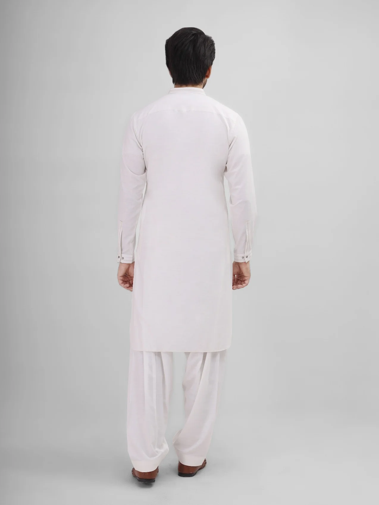 Men's Off White Shalwar Kameez - EMTKS22S-40926 - Image 4