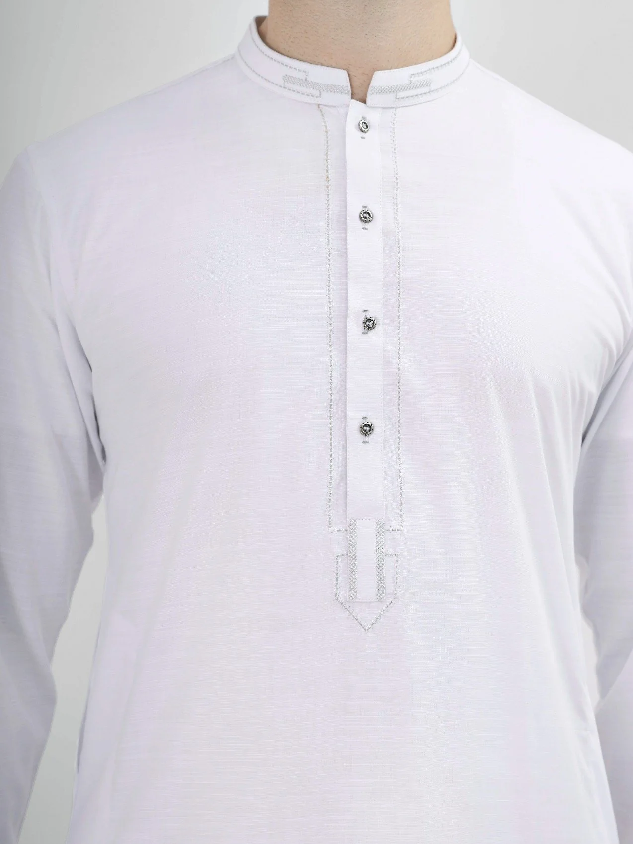 Men's White Shalwar Kameez - EMTKS22S-40927 - Image 2