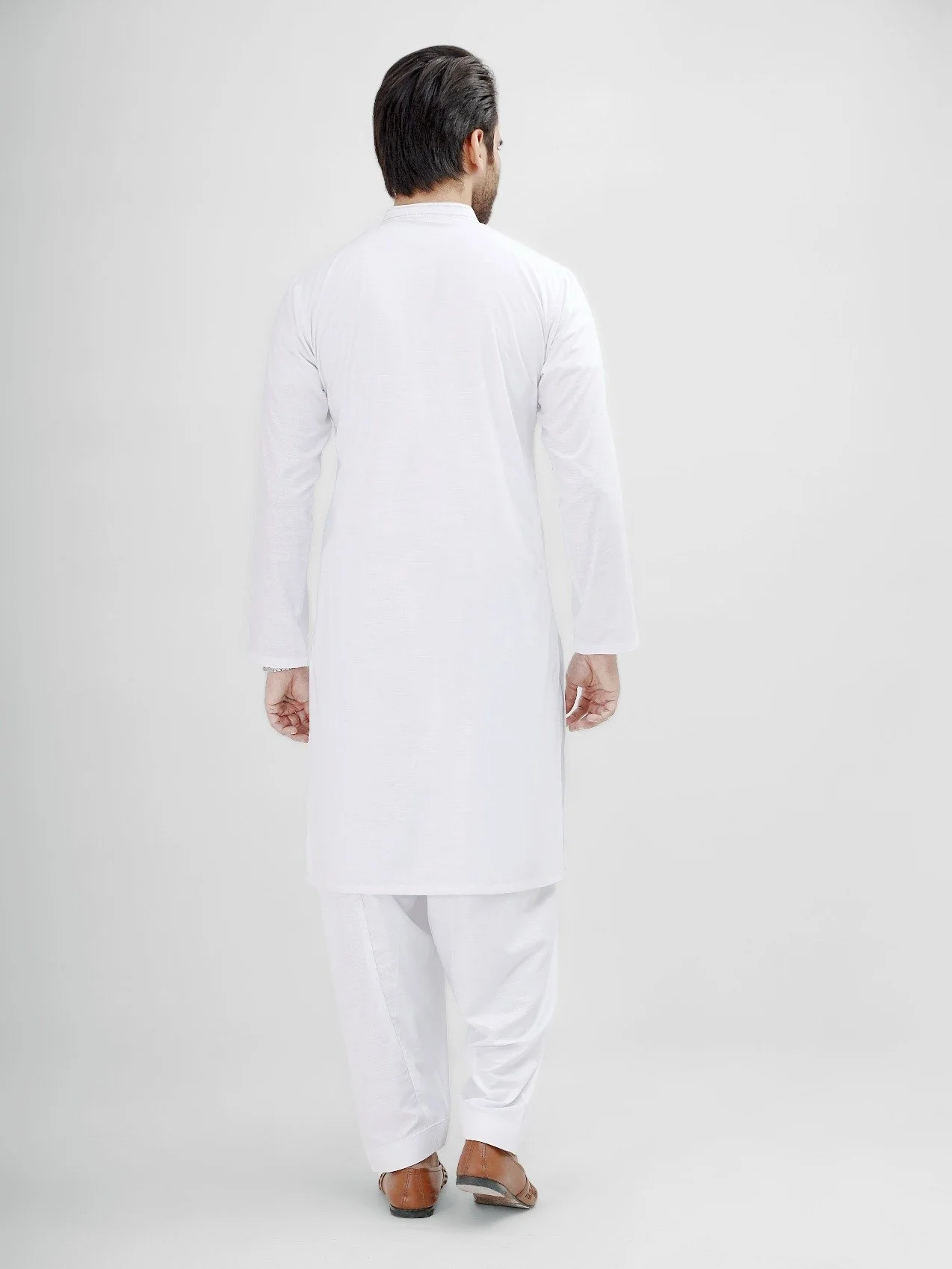 Men's White Shalwar Kameez - EMTKS22S-40927 - Image 3