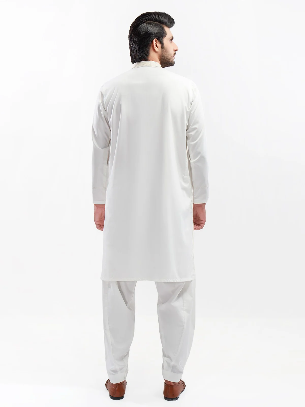 Men's Off White Shalwar Kameez - EMTKS22S-40938 - Image 3