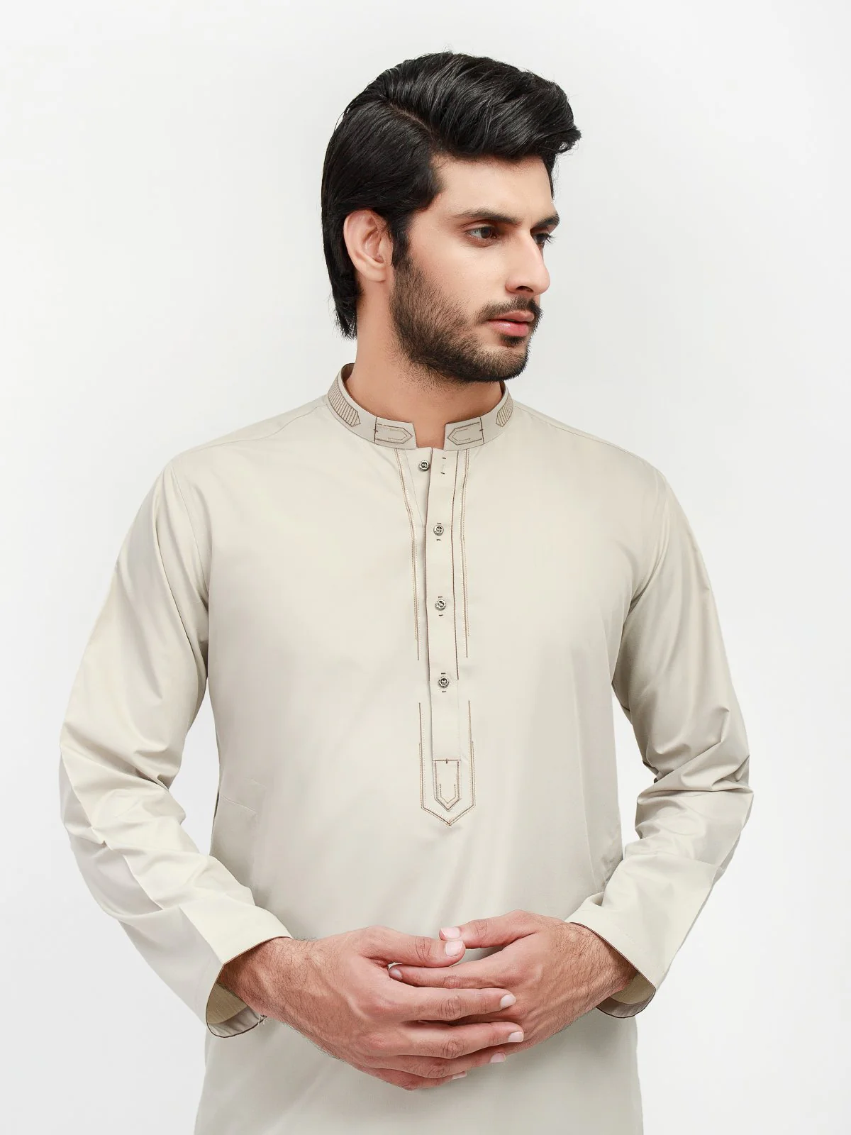 Men's Beige Shalwar Kameez - EMTKS22S-40940 - Image 2