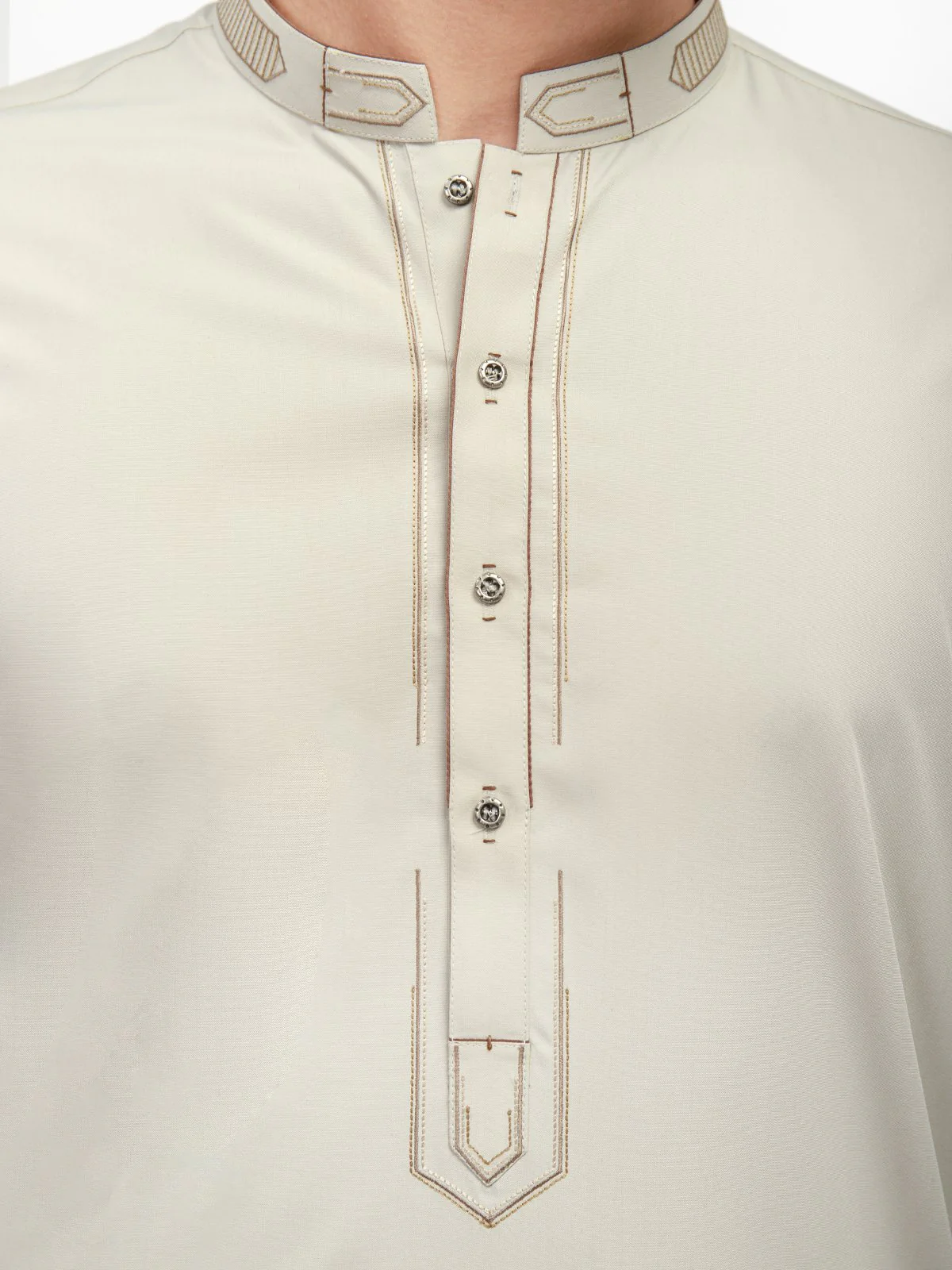 Men's Beige Shalwar Kameez - EMTKS22S-40940 - Image 3