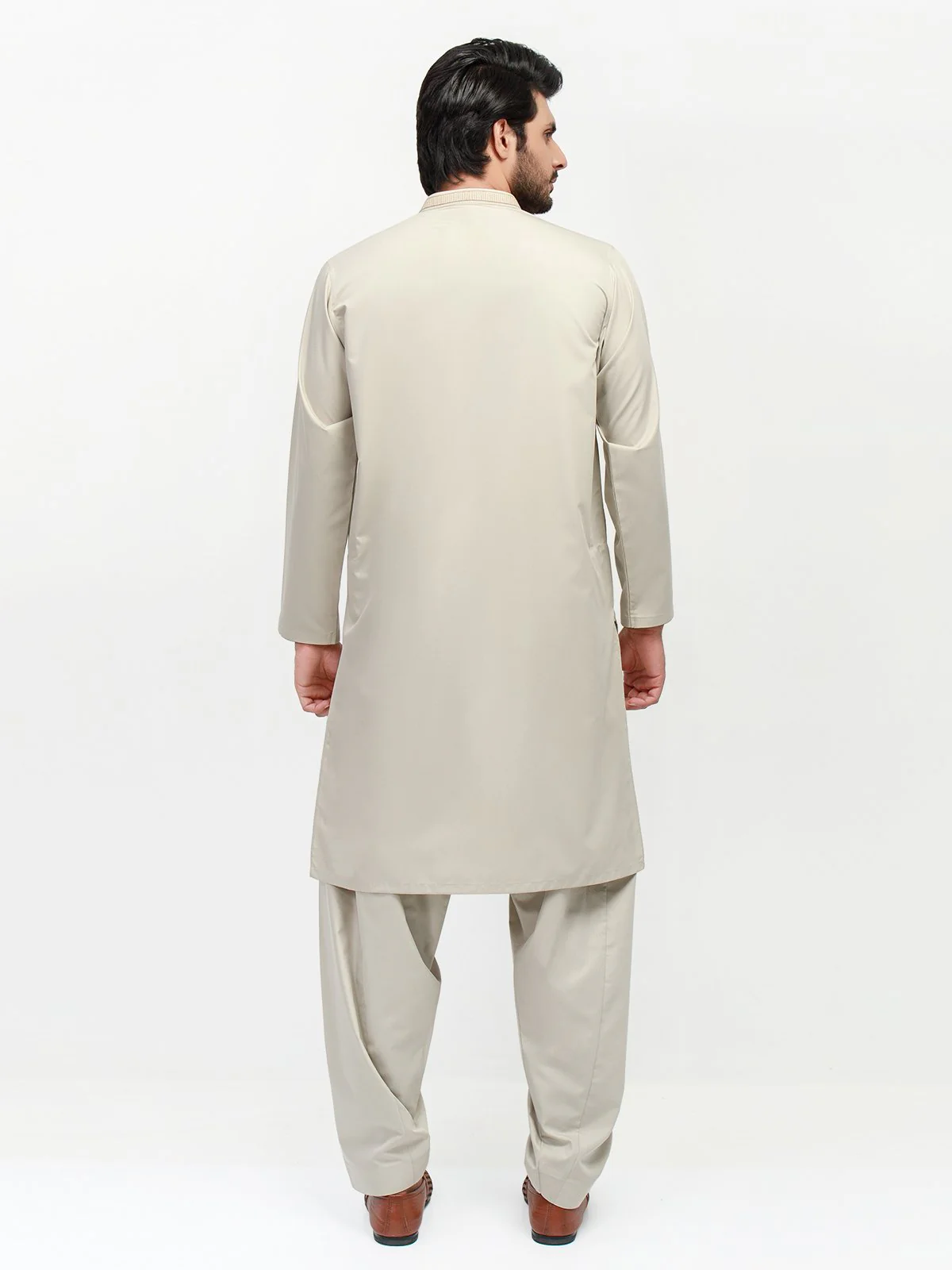 Men's Beige Shalwar Kameez - EMTKS22S-40940 - Image 4