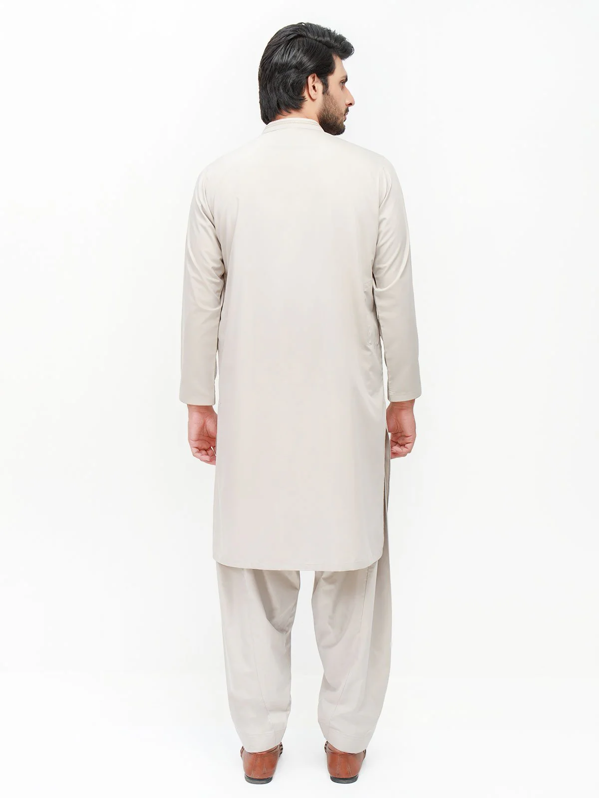 Men's Light Coffee Shalwar Kameez - EMTKS22S-40941 - Image 3