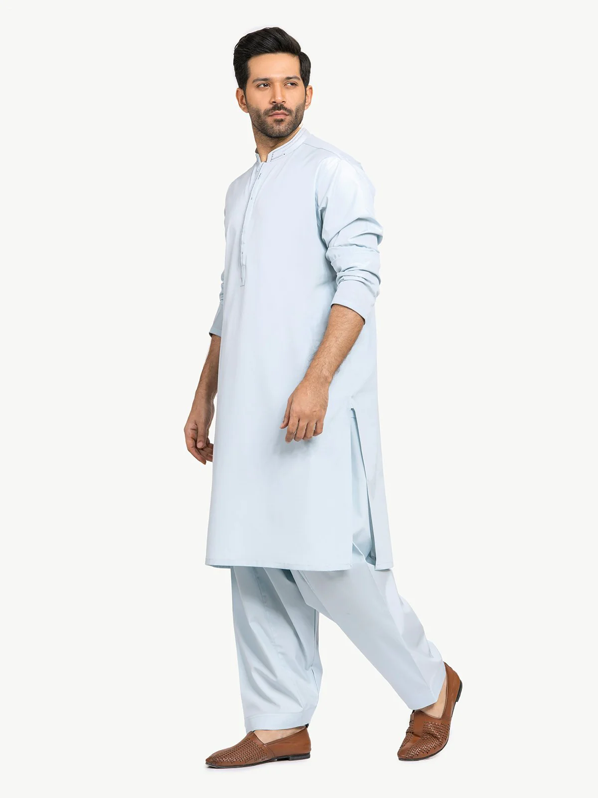 Men's Light Blue Shalwar Kameez - EMTKS22S-40944 - Image 3