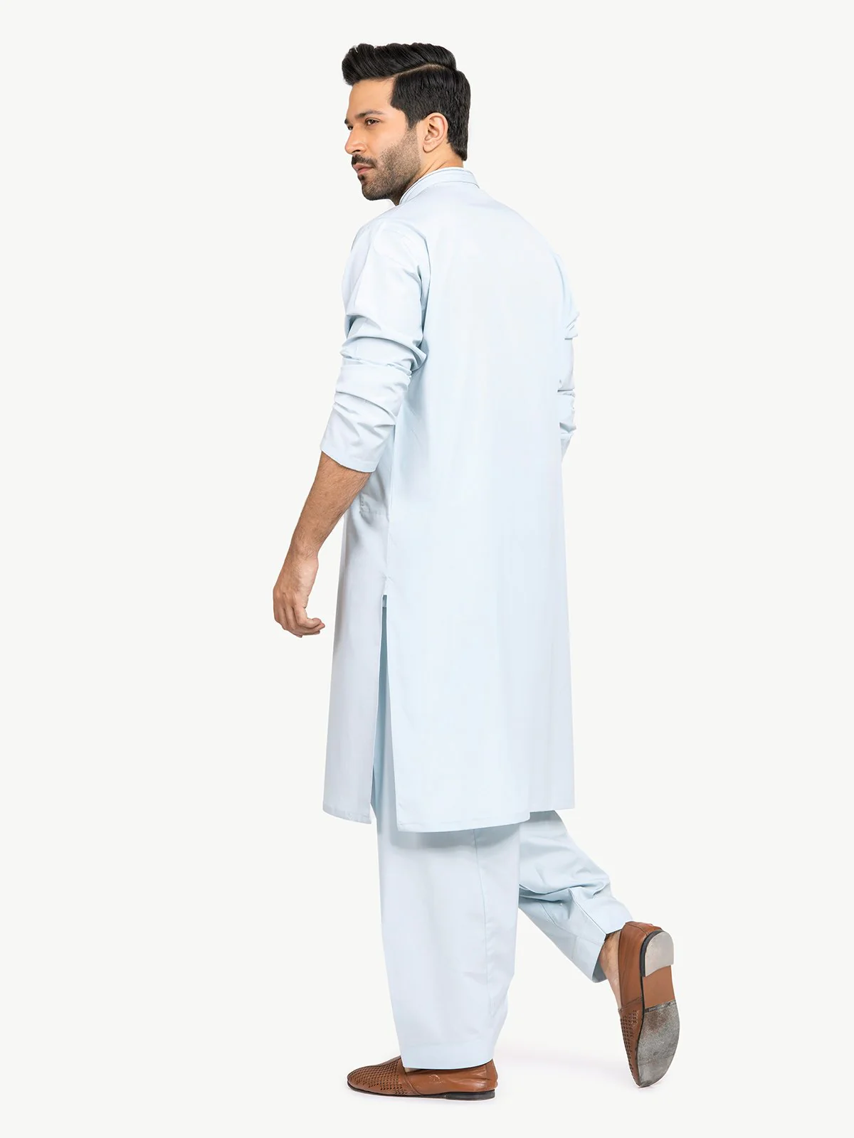 Men's Light Blue Shalwar Kameez - EMTKS22S-40944 - Image 4
