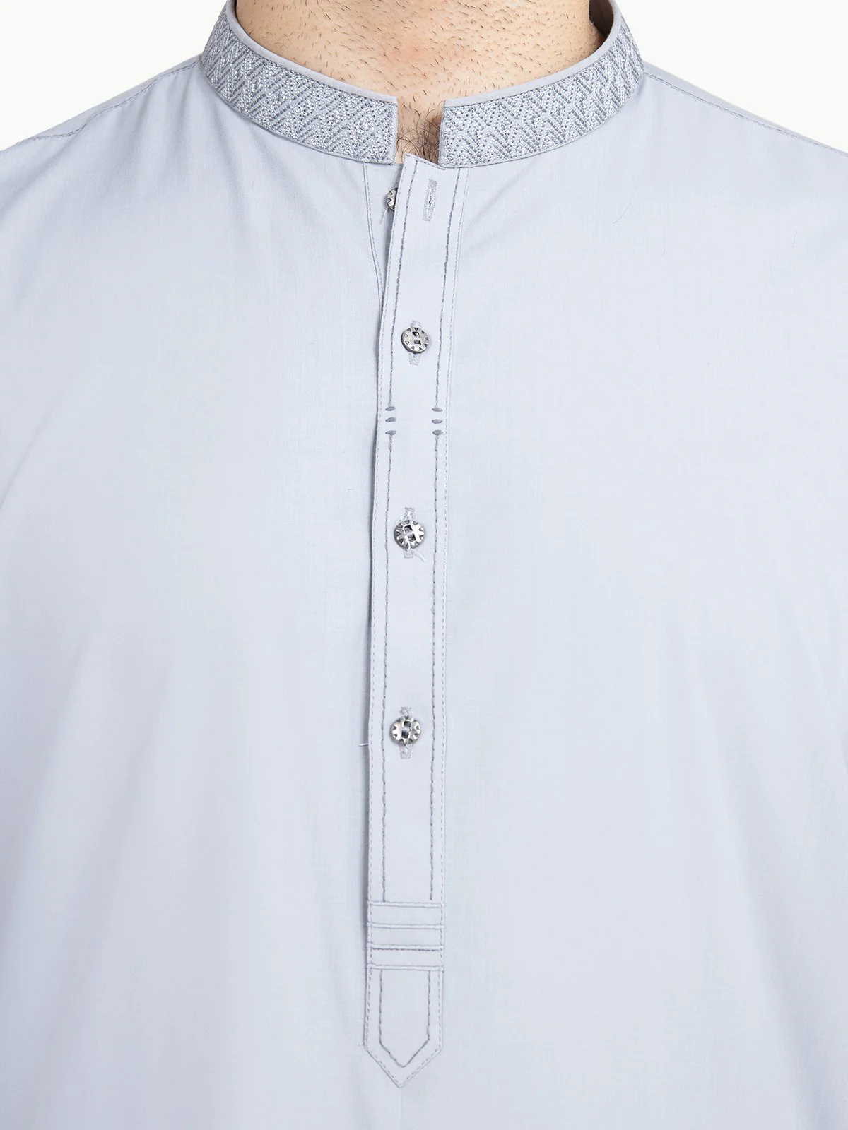 Men's Grey Shalwar Kameez - EMTKS22S-40946 - Image 3