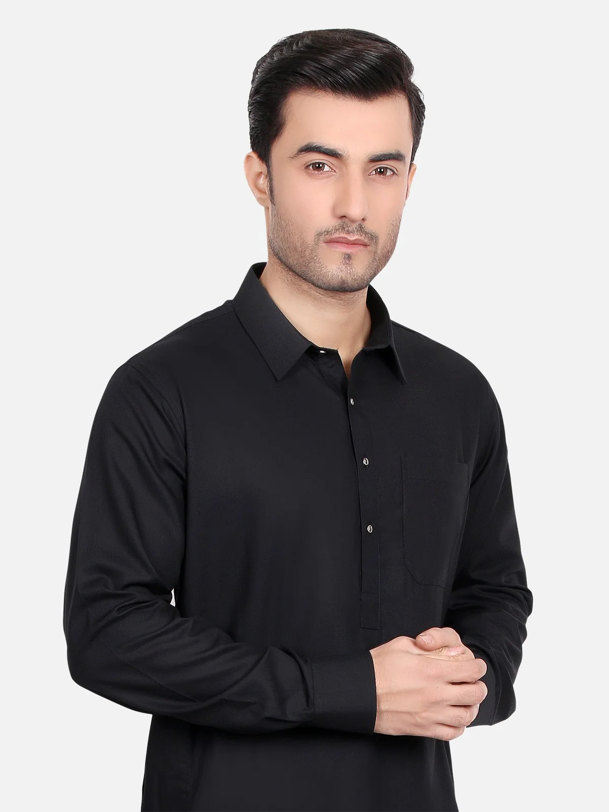 Men's Black Shalwar Kameez Plain - EMTKSP18S-40606