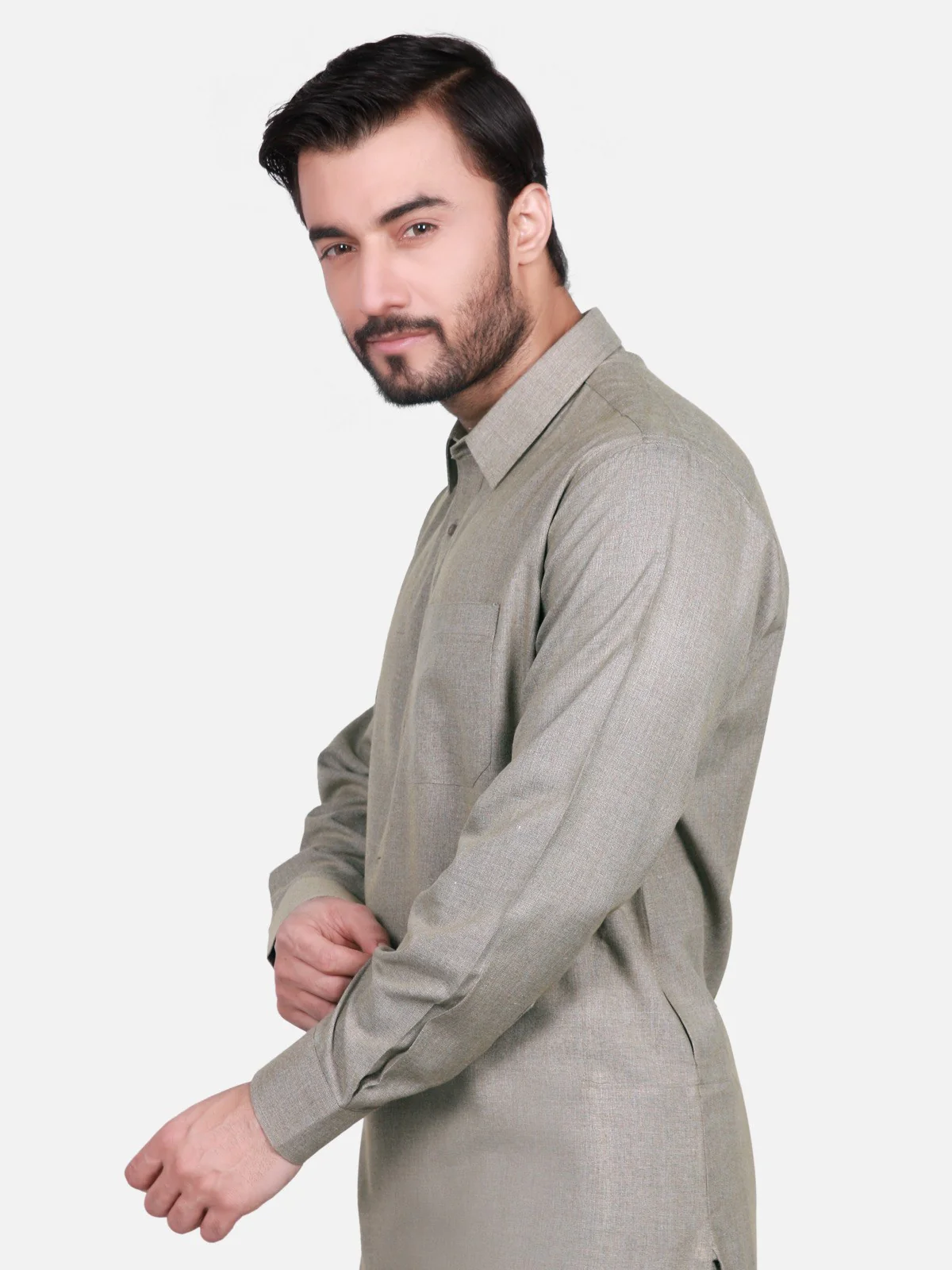 Men's Light Blue Shalwar Kameez Plain - EMTKSP18W-40710 - Image 2