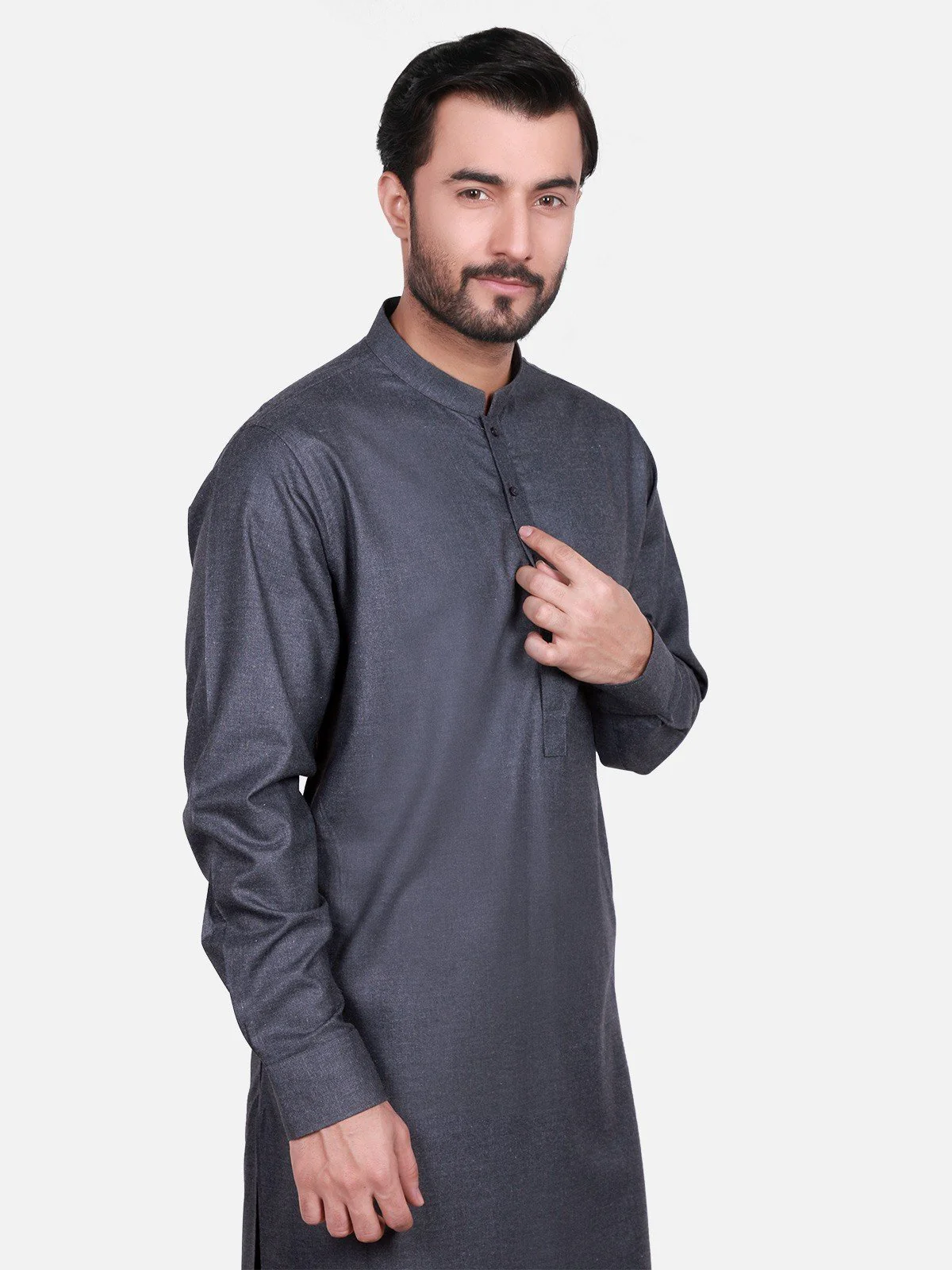 Men's Brown Shalwar Kameez Plain - EMTKSP18W-40712 - Image 2