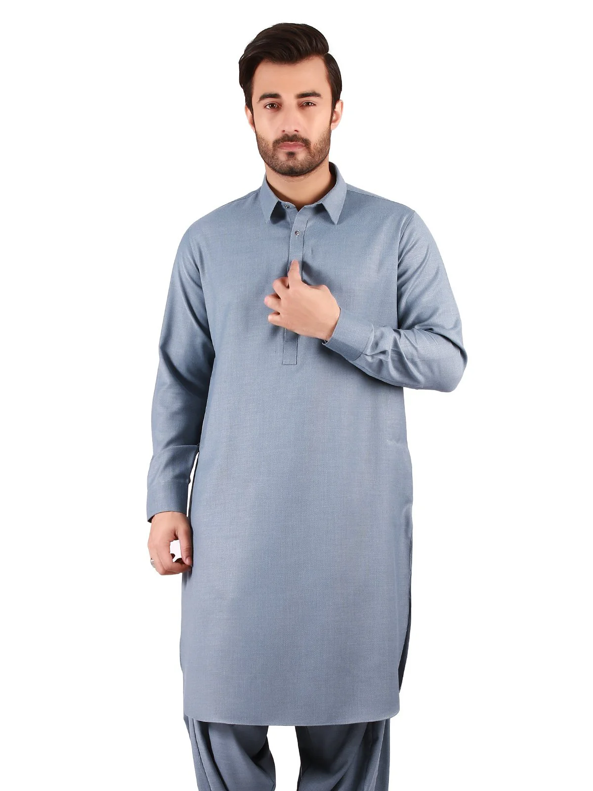 Men's Dark Brown Shalwar Kameez Plain - EMTKSP19W-40832