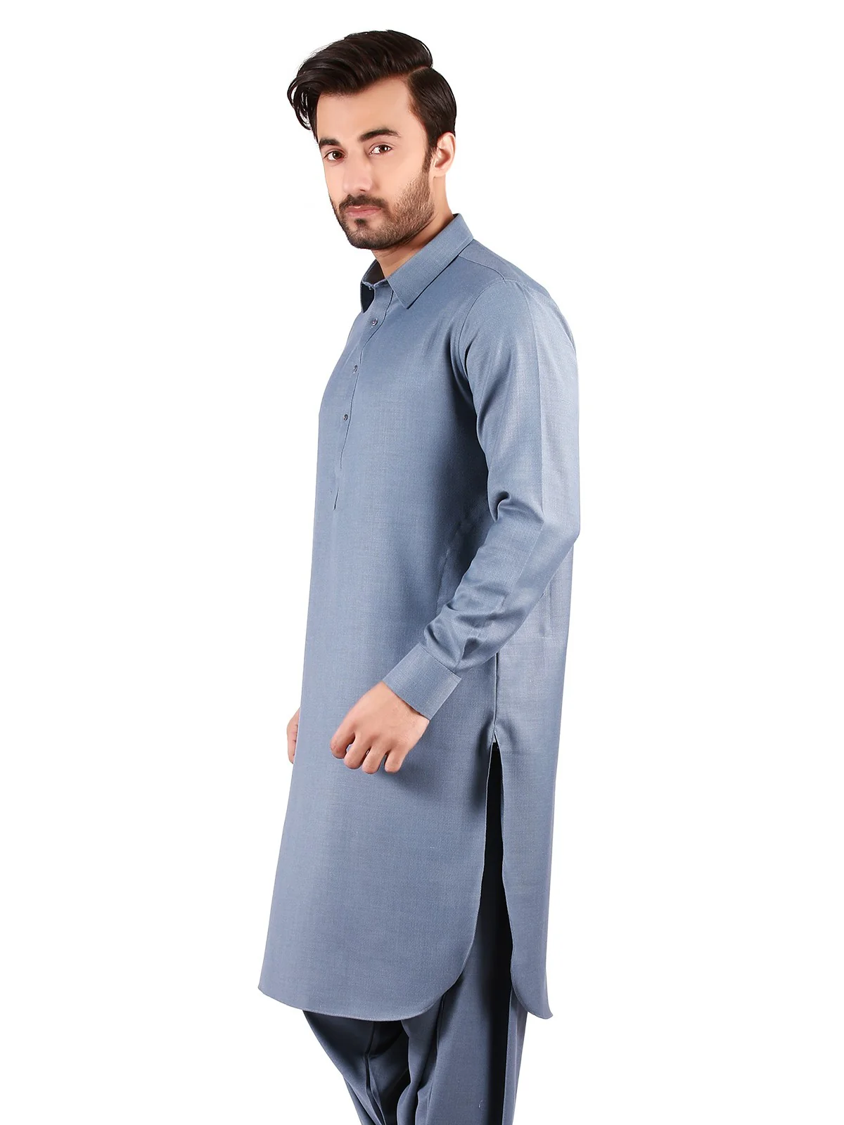 Men's Dark Brown Shalwar Kameez Plain - EMTKSP19W-40832 - Image 2