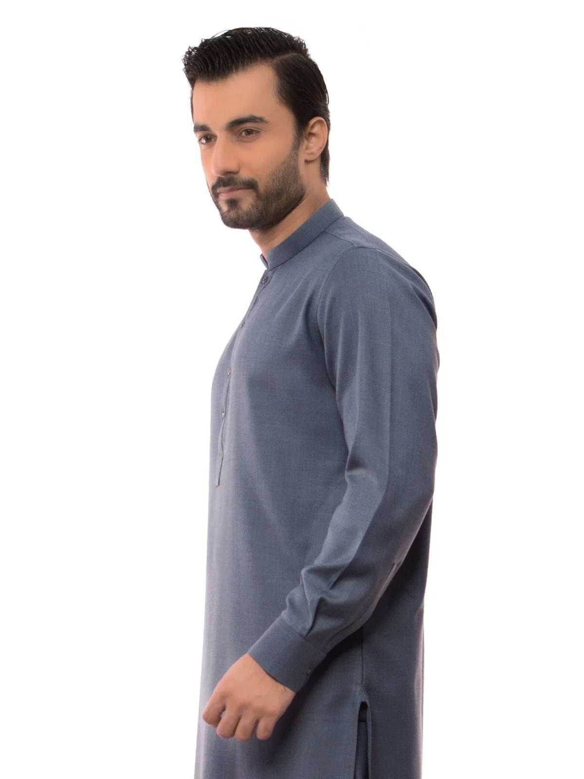Men's Blue Shalwar Kameez Plain - EMTKSP19W-40833 - Image 2