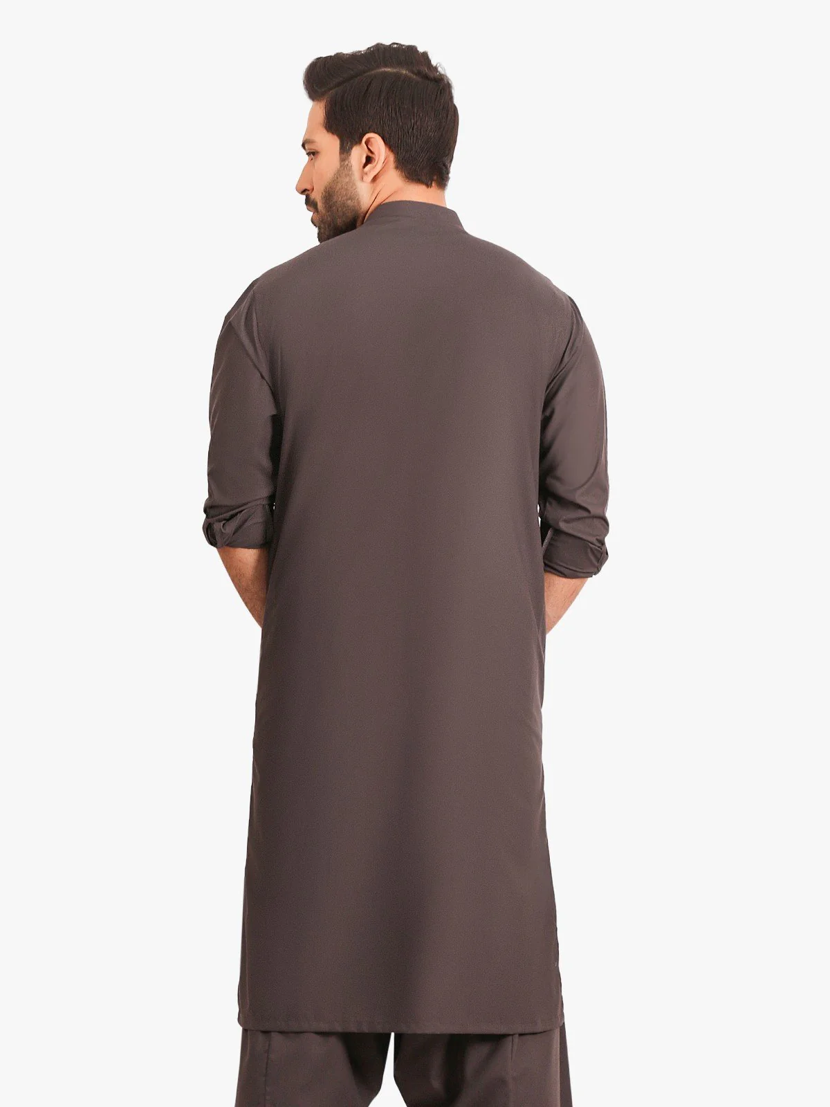 Men's Charcoal Shalwar Kameez Plain - EMTKSP20S-40866 - Image 3