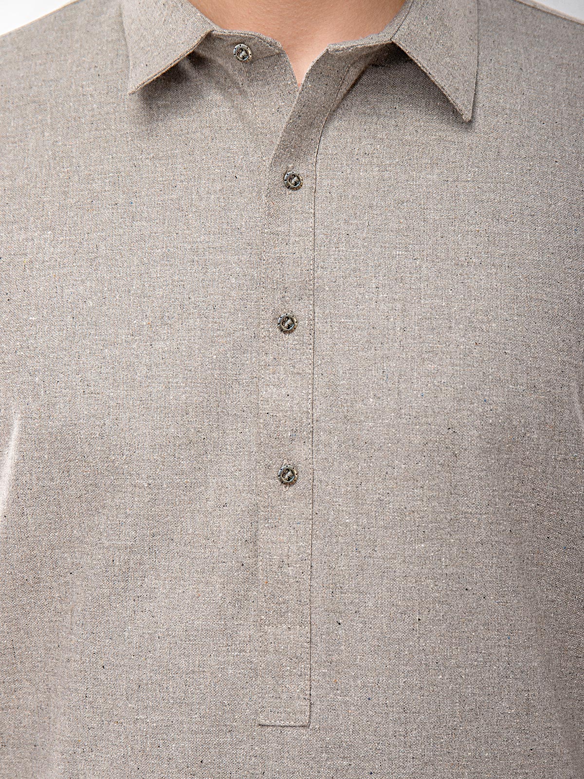 Men's Light Brown Shalwar Kameez Plain - EMTKSP21W-40928 - Image 4