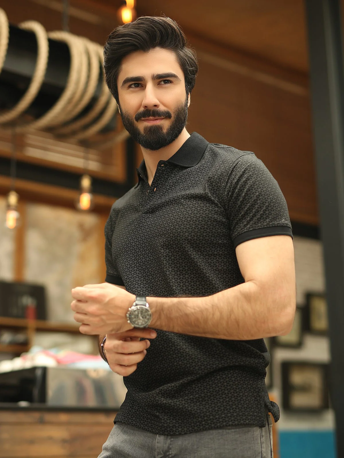 Men's Black & Grey Polo Shirt - EMTPS19-003 - Image 4
