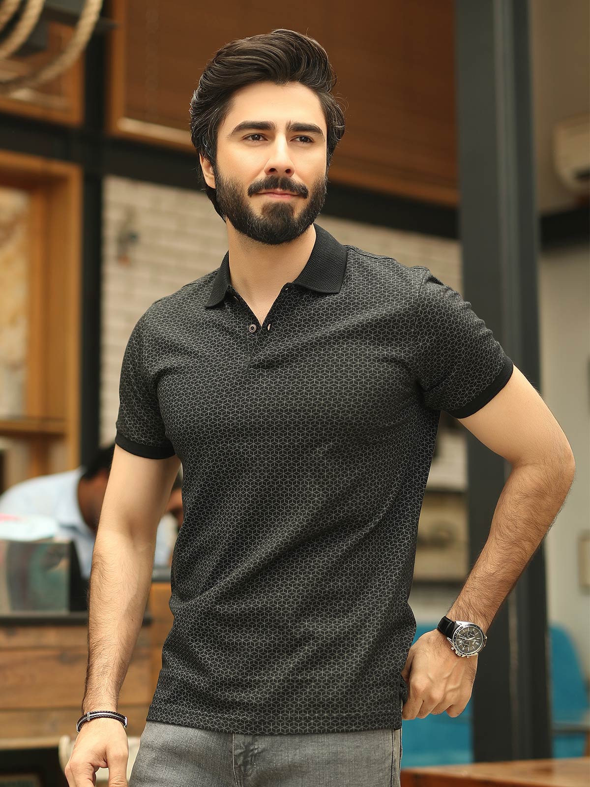 Men's Black & Grey Polo Shirt - EMTPS19-003 - Image 5