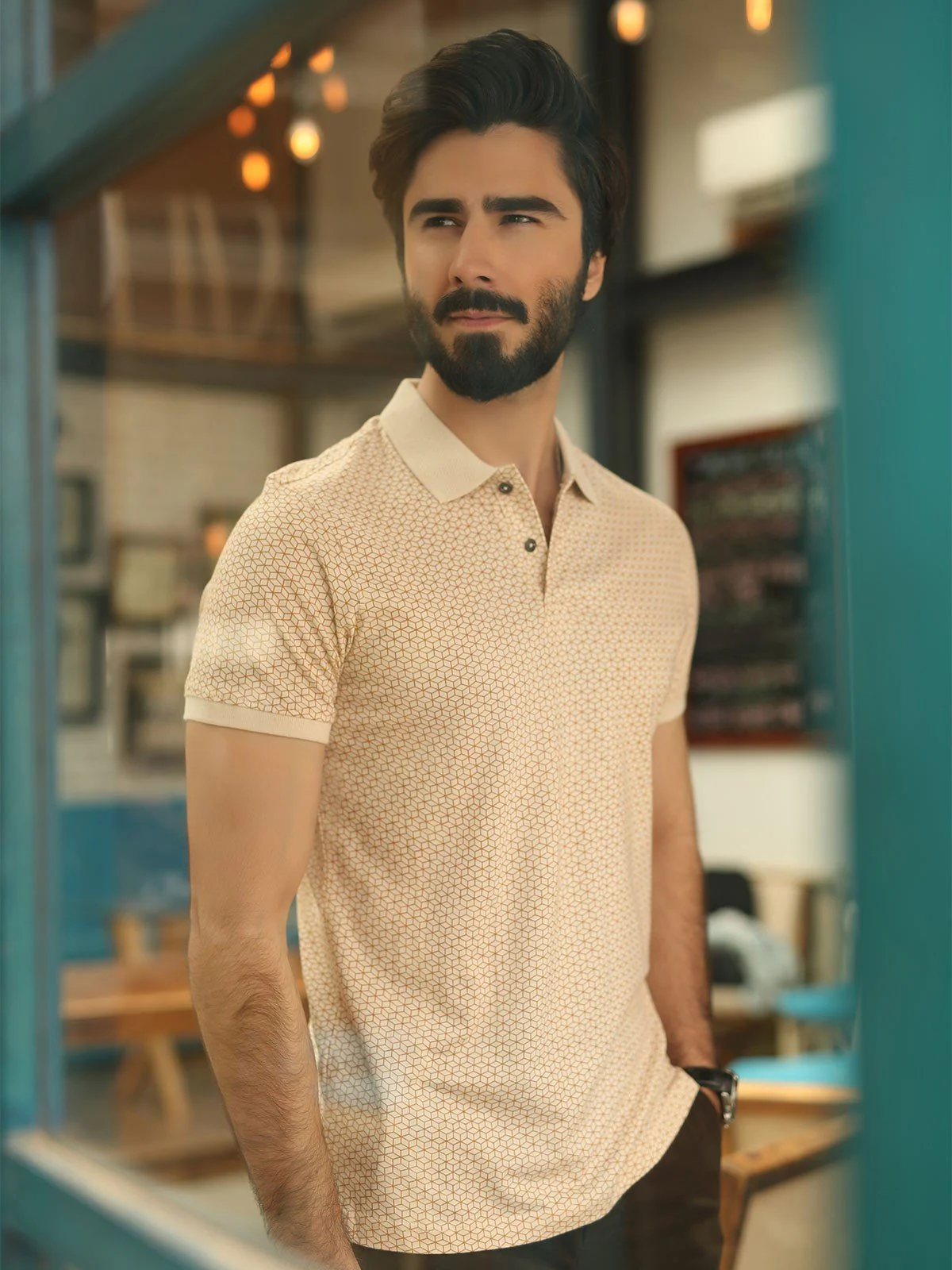 Men's Light Beige Polo Shirt - EMTPS19-004 - Image 4