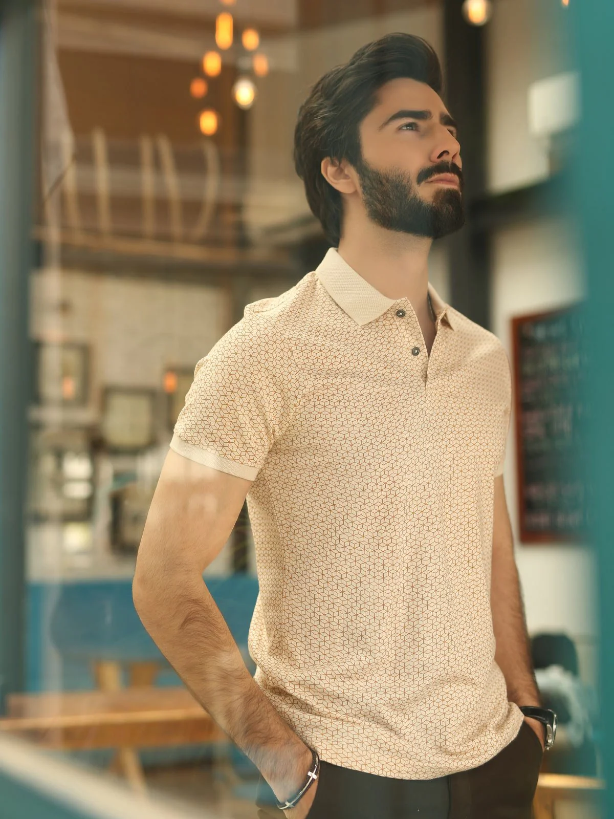 Men's Light Beige Polo Shirt - EMTPS19-004 - Image 5