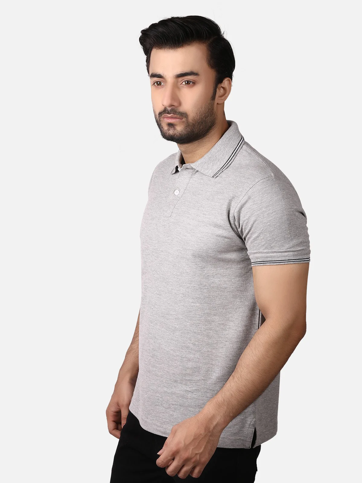 Men's Heather Grey Polo Shirt - EMTPS19-019 - Image 2
