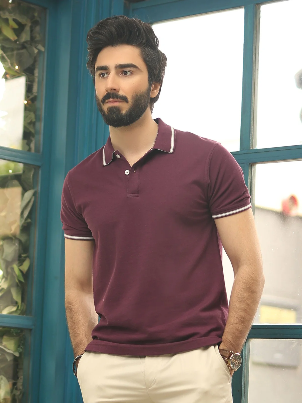 Men's Plum Polo Shirt - EMTPS19-021 - Image 2