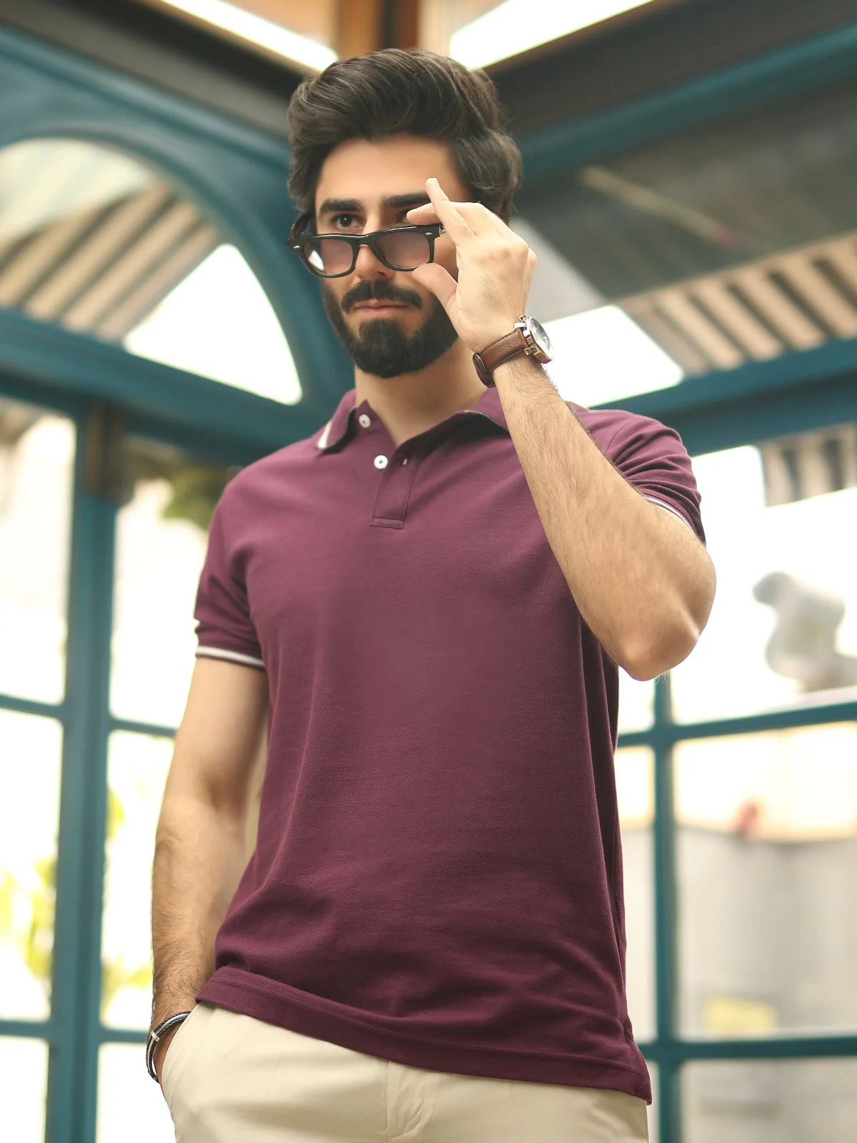 Men's Plum Polo Shirt - EMTPS19-021 - Image 3