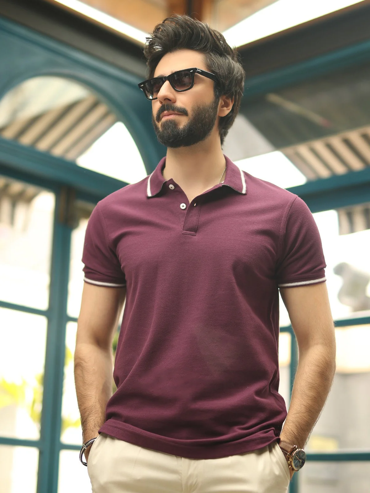 Men's Plum Polo Shirt - EMTPS19-021 - Image 4