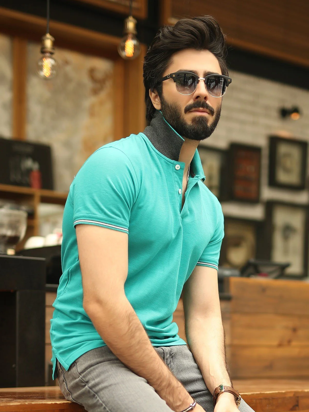 Men's Sea Green Polo Shirt - EMTPS19-024 - Image 3
