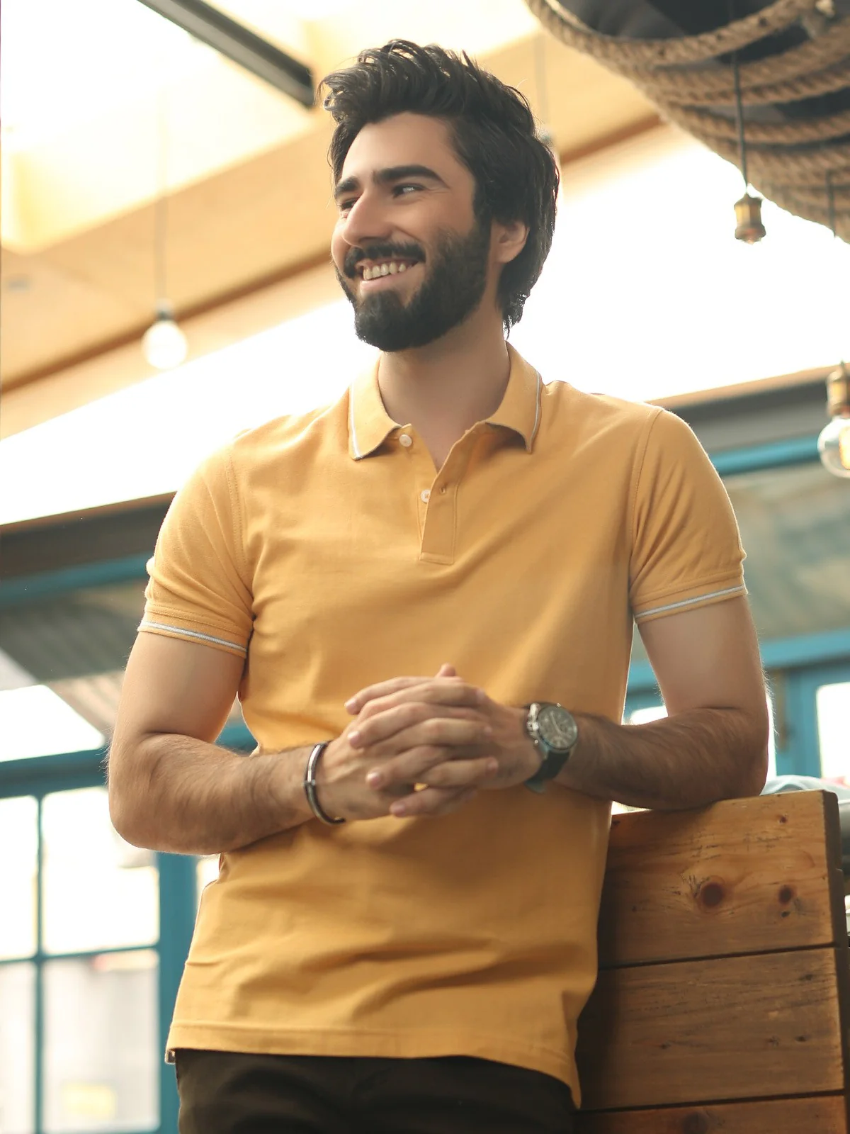 Men's Mustard Polo Shirt - EMTPS19-026 - Image 3