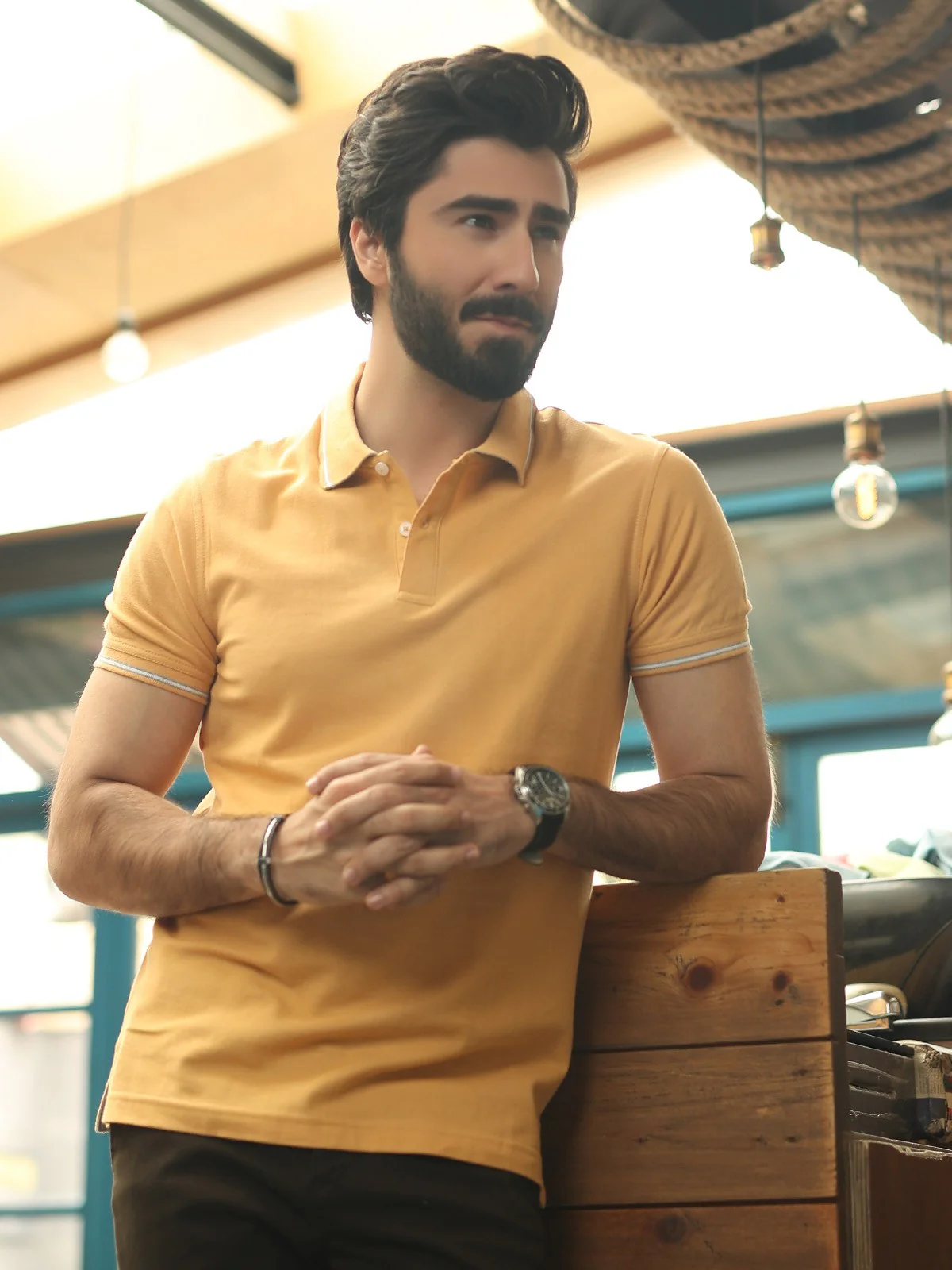 Men's Mustard Polo Shirt - EMTPS19-026 - Image 4