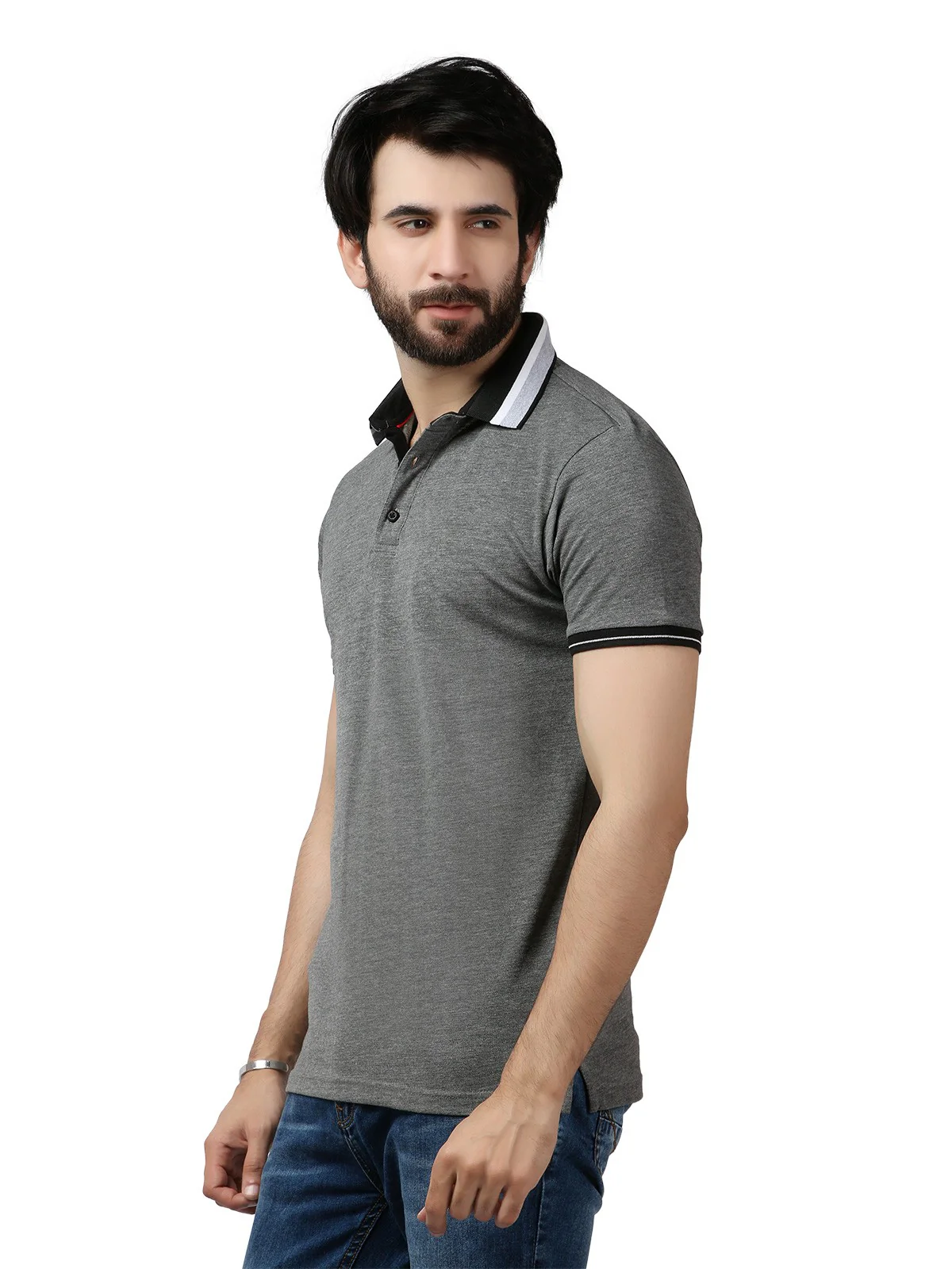 Men's Heather Grey Polo Shirt - EMTPS19-051 - Image 2