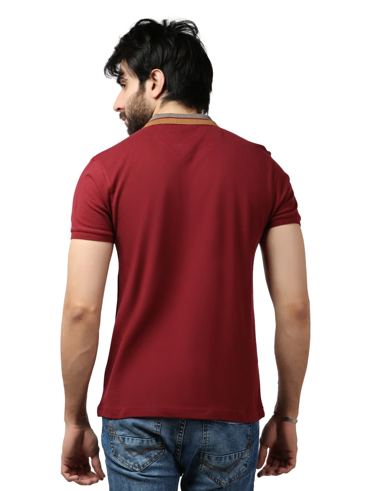 Men's Deep Maroon Polo Shirt - EMTPS19-058 - Image 3