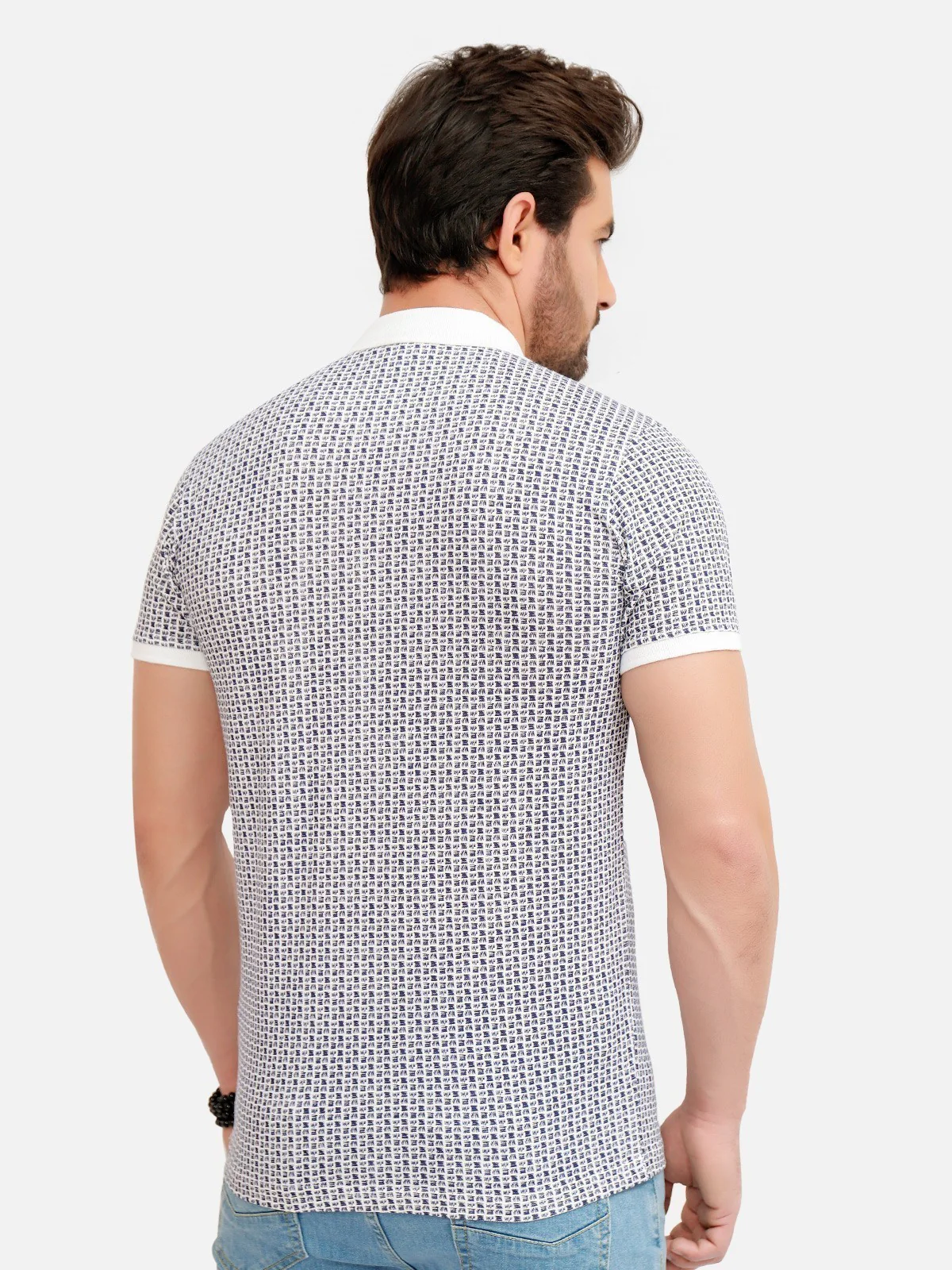 Men's White & Blue Polo Shirt - EMTPS20-002 - Image 2