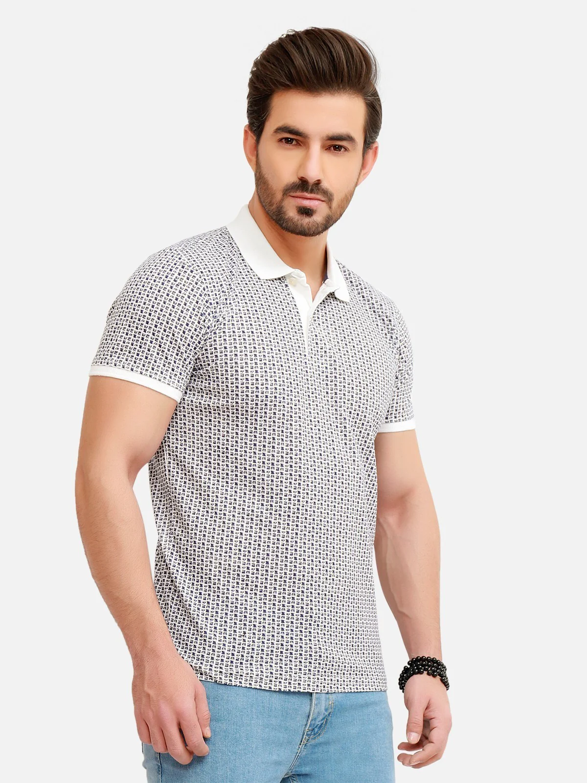 Men's White & Blue Polo Shirt - EMTPS20-002 - Image 3