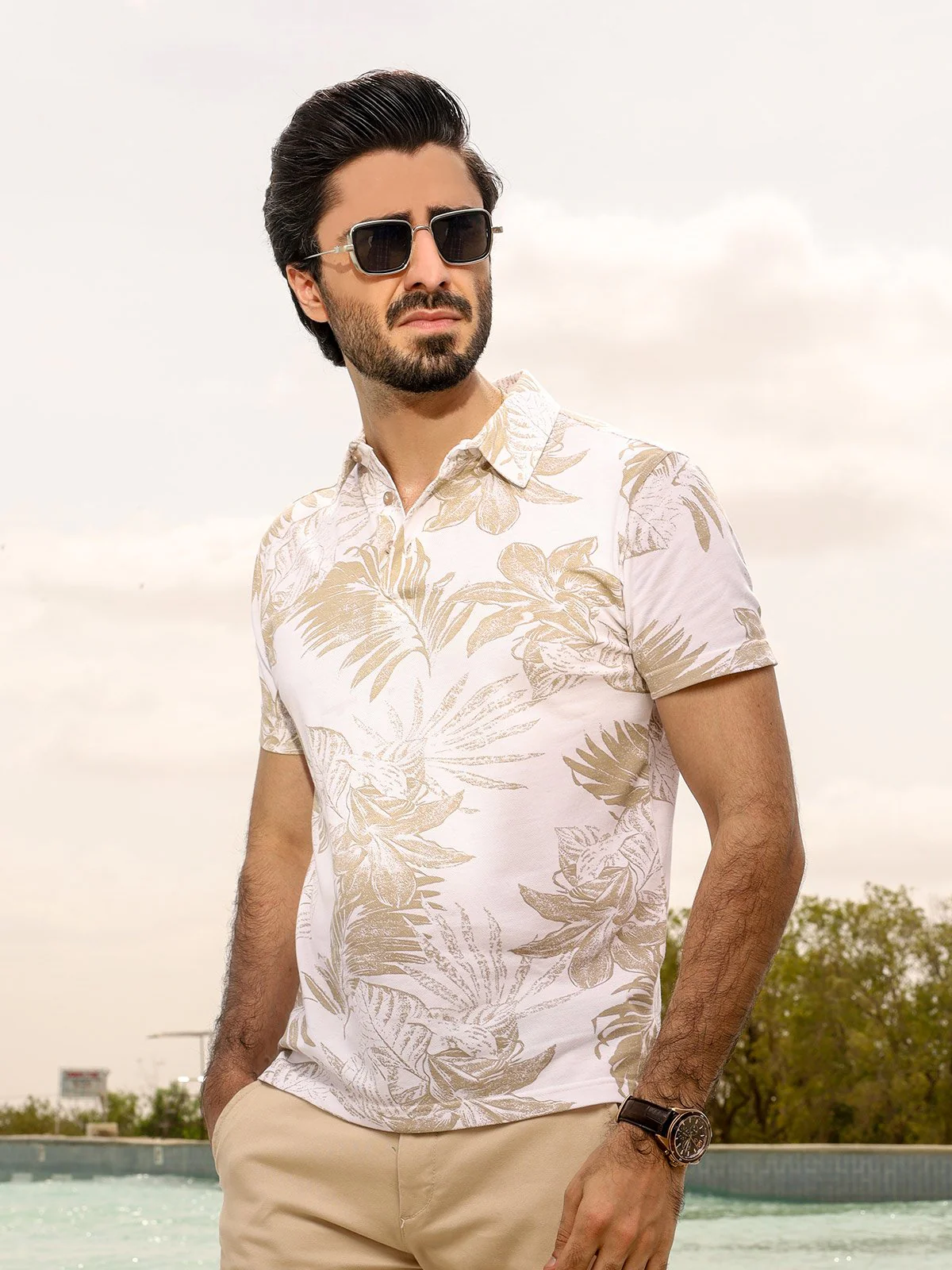 Men's Off White Polo Shirt - EMTPS20-016 - Image 2