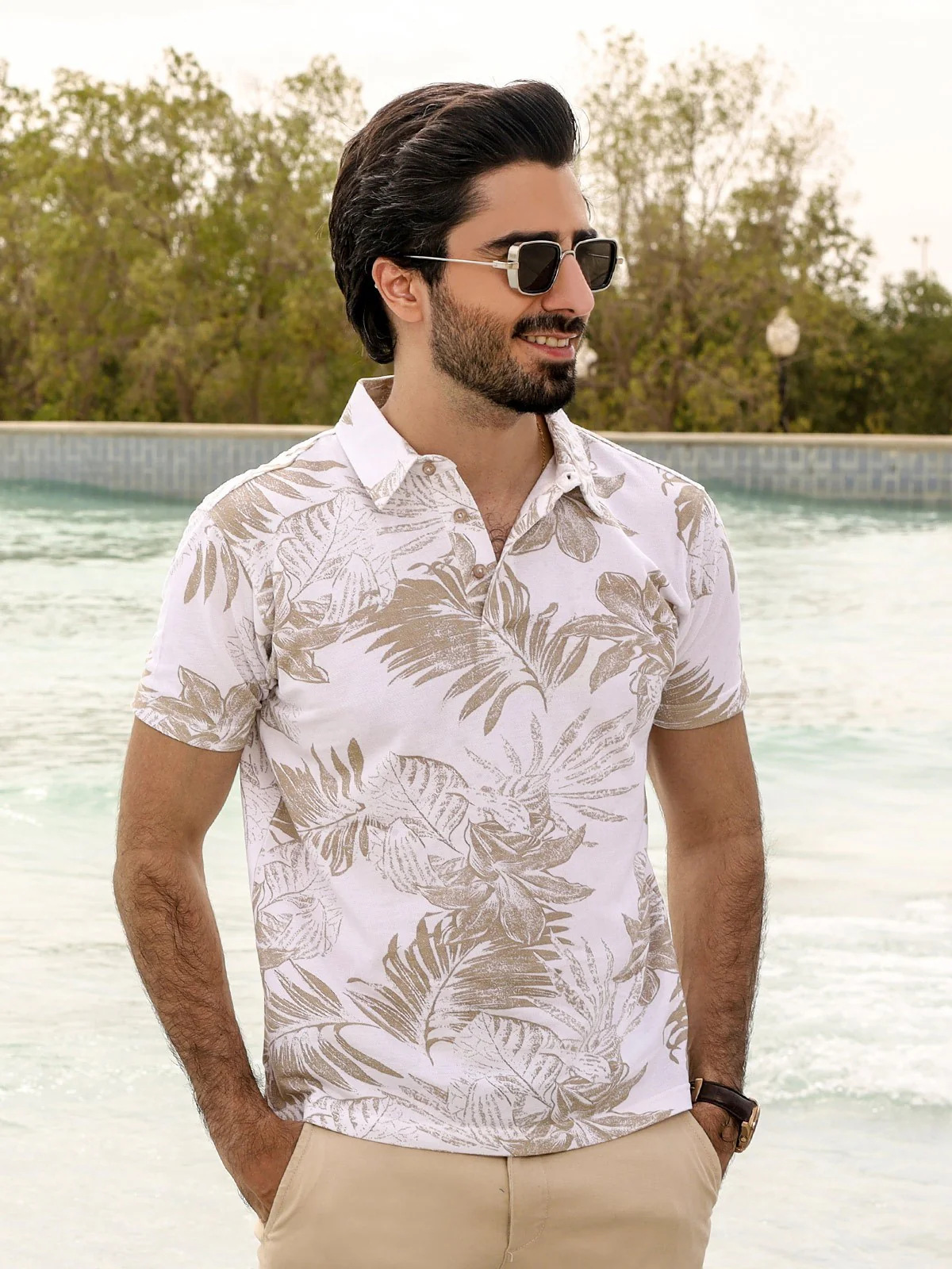 Men's Off White Polo Shirt - EMTPS20-016 - Image 3