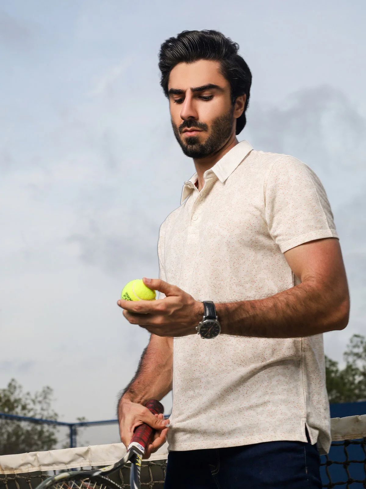 Men's Cream Polo Shirt - EMTPS20-020 - Image 2