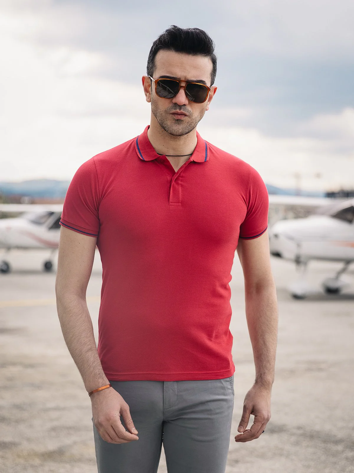 Men's Red Polo Shirt - EMTPS21-003 - Image 2