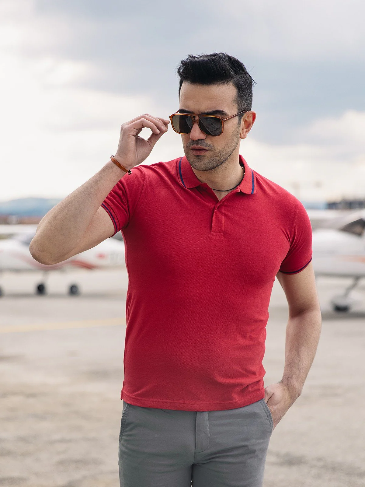 Men's Red Polo Shirt - EMTPS21-003 - Image 3