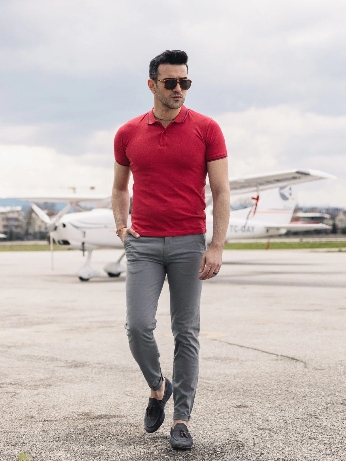Men's Red Polo Shirt - EMTPS21-003 - Image 4