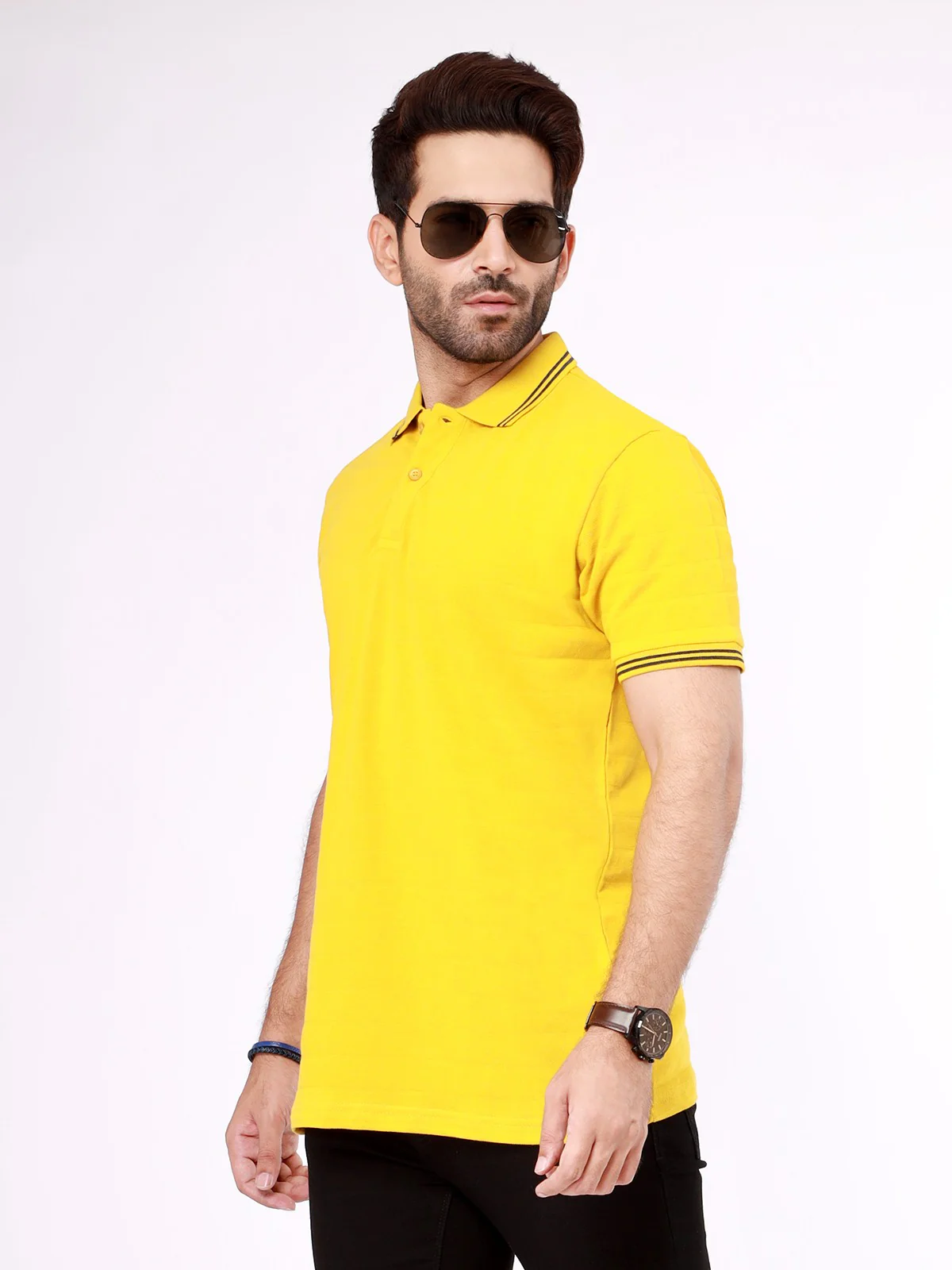 Men's Yellow Polo Shirt - EMTPS21-005 - Image 2