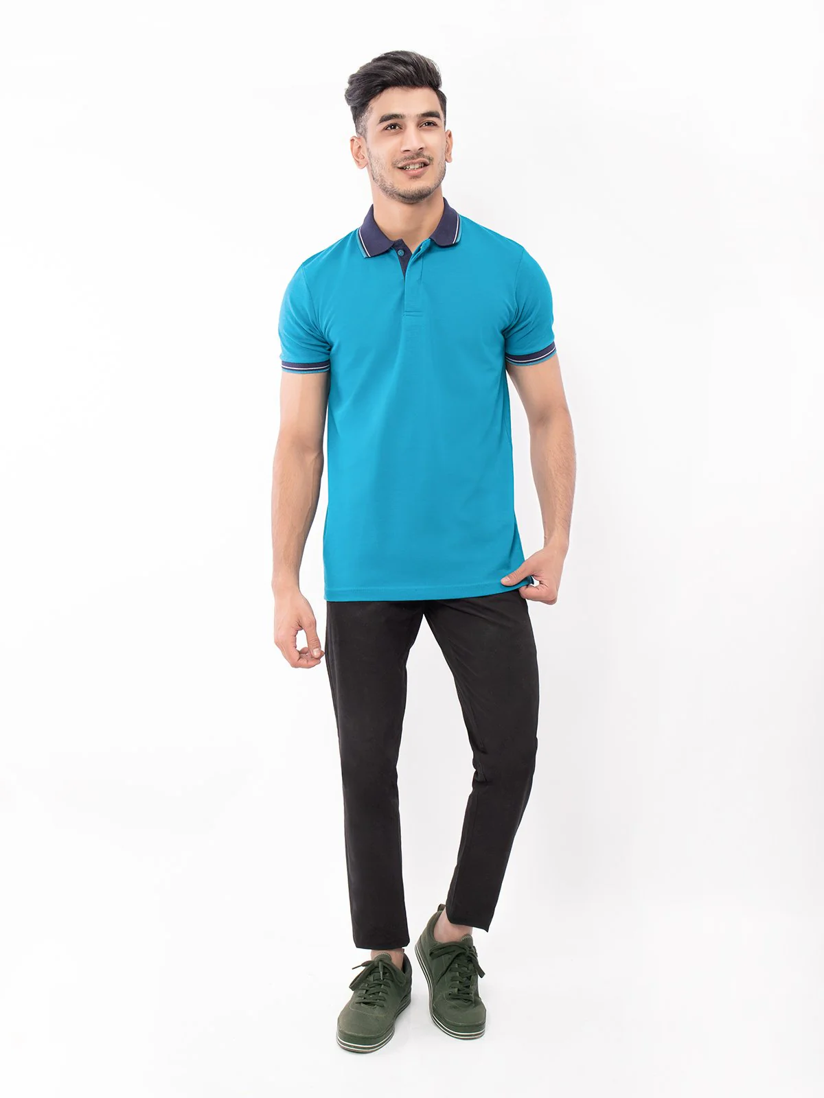 Men's Teal Blue Polo Shirt - EMTPS21-014 - Image 2