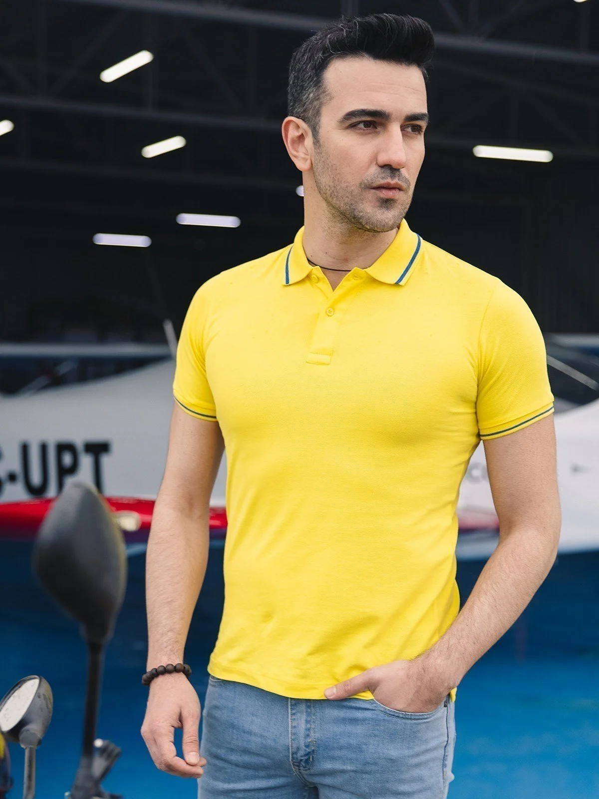 Men's Yellow Polo Shirt - EMTPS21-028 - Image 3