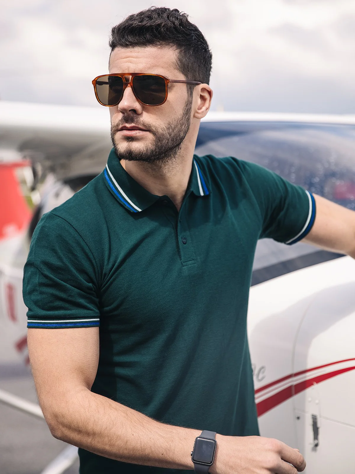 Men's Bottle Green Polo Shirt - EMTPS21-030 - Image 3