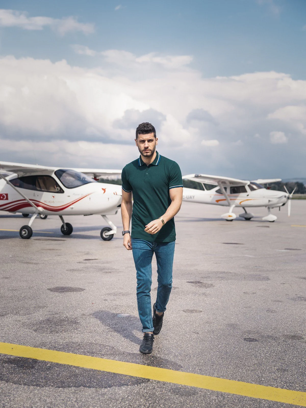 Men's Bottle Green Polo Shirt - EMTPS21-030 - Image 5