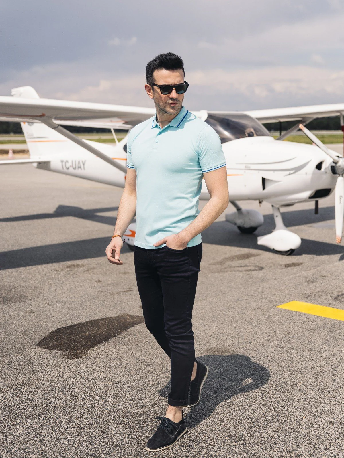Men's Light Blue Polo Shirt - EMTPS21-031 - Image 2