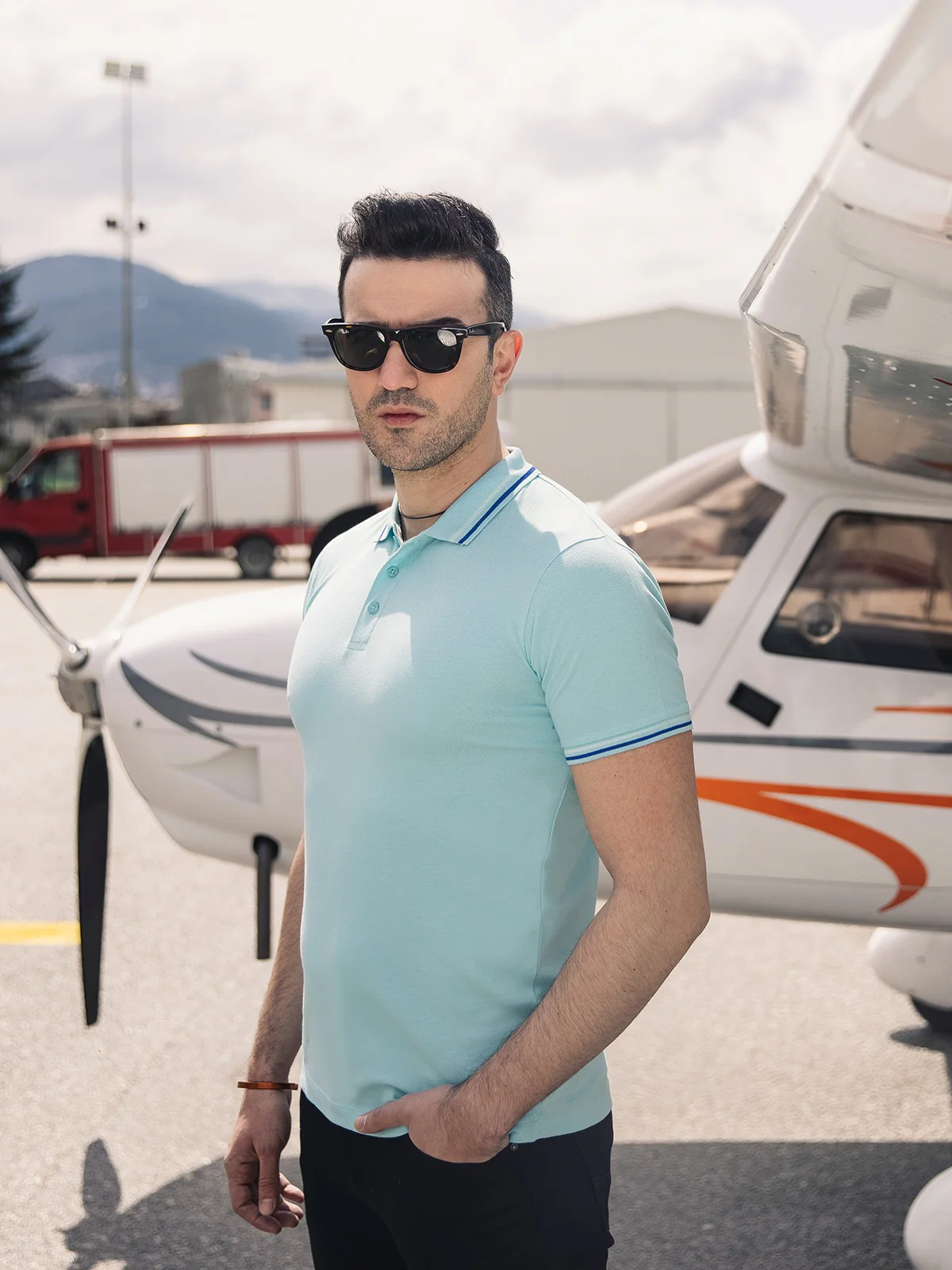 Men's Light Blue Polo Shirt - EMTPS21-031 - Image 3